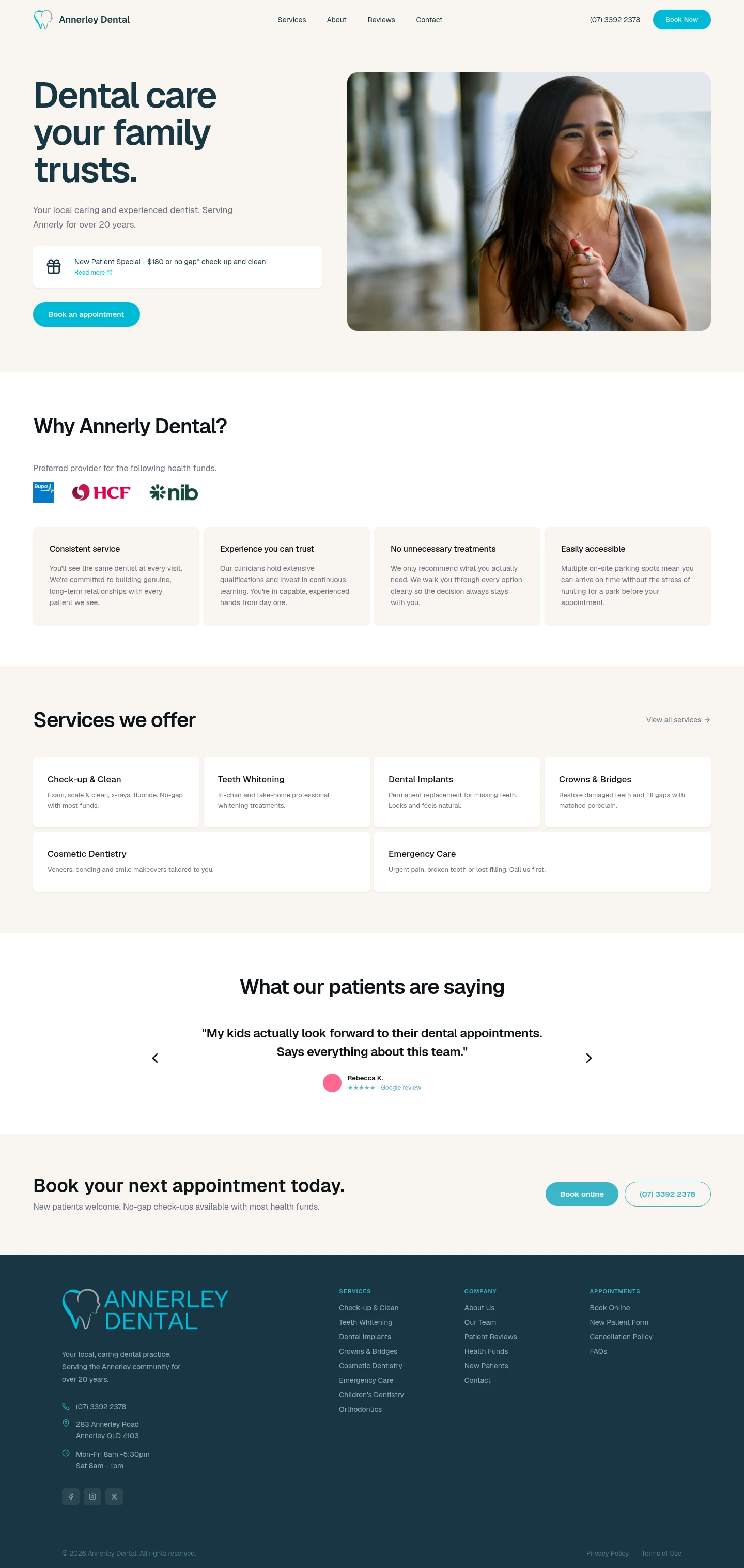 Annerley Dental — redesign concept by Struo Labs